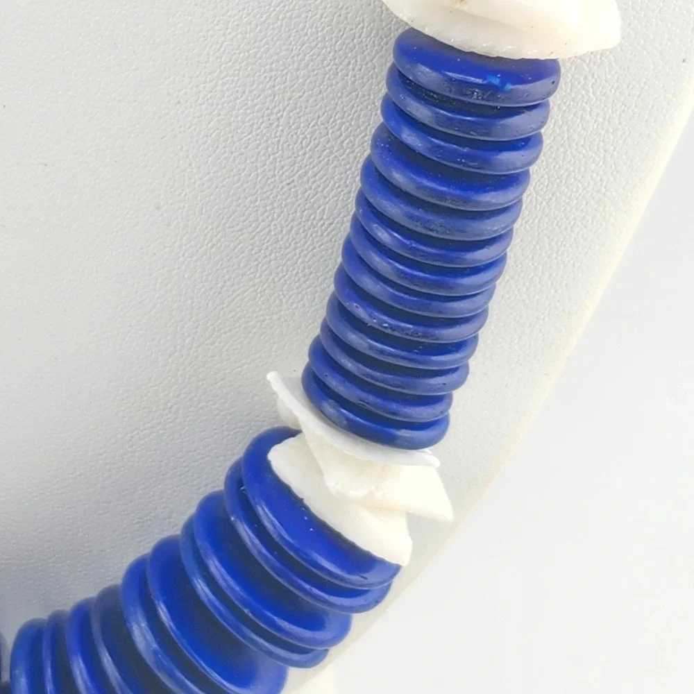 Blue Disc‎ Bead Necklace Vintage Shell Boho Statement Fashion Jewelry